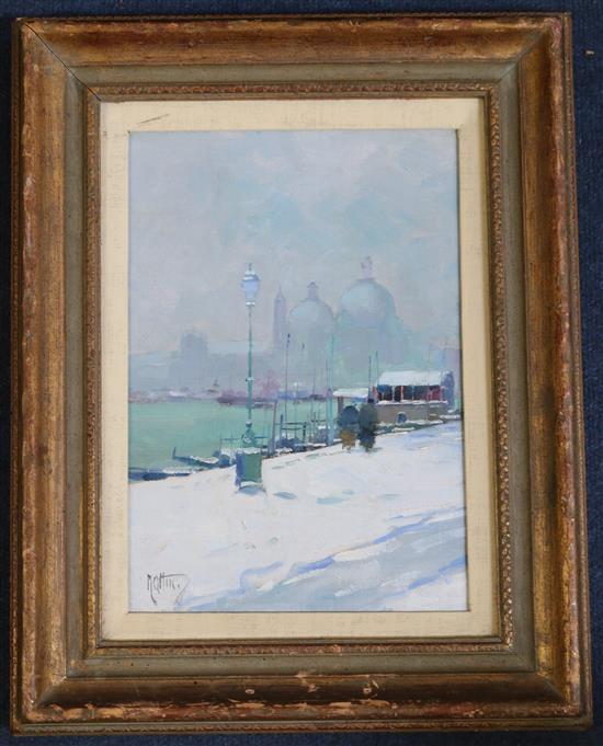 Professor Vittorio Nattino (1890-c.1971) Venice in winter, 10.5 x 7.5in.